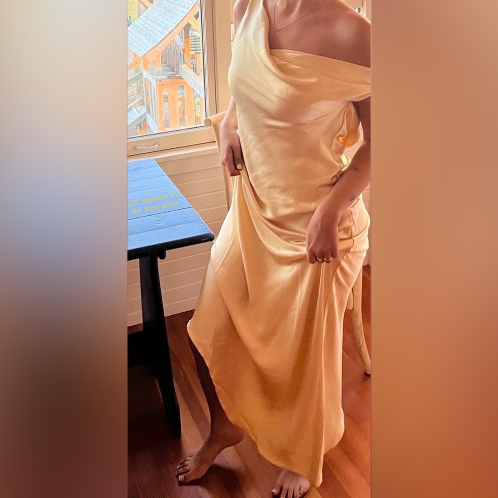 Meshki Yvette Dress in butter yellow.